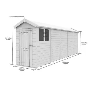 DIY Sheds 4x20 Apex Shed - Single Door With Windows