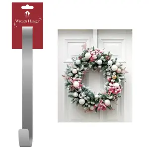 Silver Door Wreath Hanger Christmas Wreath Hook Metal Over Door Hanger