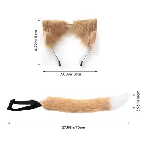 Halloween Cosplay Khaki Faux Fox Tail and Ear Headband Set