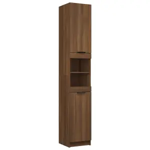 Berkfield Bathroom Cabinet Brown Oak 32x34x188.5 cm Engineered Wood