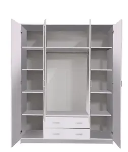 Kano White 4 Door 2 Drawer Mirrored Wardrobe