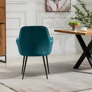 Carrara Velvet Dining Chairs - Set of 2 - Teal