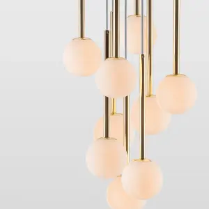 houseof Brass Frosted Shade Opal Ball Cluster Ceiling Light - Gold