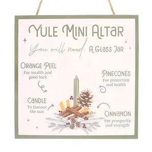 Something Different Yule Altar MDF Hanging Sign Pink/Grey (One Size)