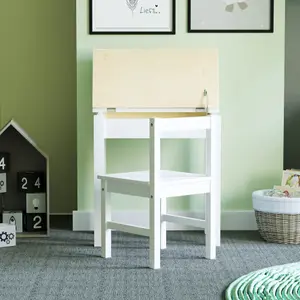 Junior Vida Aries White Solid Pine Desk & Chair 2 Piece Set Children Kids Furniture