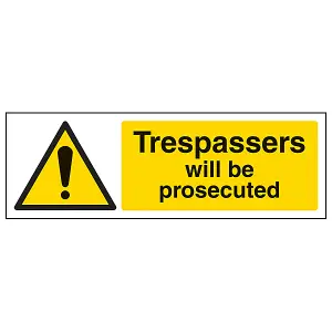 Trespassers Will Be Prosecuted Sign - Adhesive Vinyl - 300x100mm (x3)