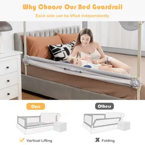 Costway 175CM Cute Baby Bed Rail Guard Toddler Infant Security Guardrail W/ Double Lock