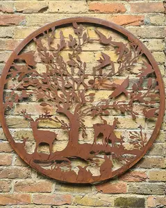 Rustic Round Woodland Animals Garden Wall Screen 1m diameter