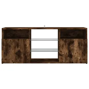 Berkfield TV Cabinet with LED Lights Smoked Oak 120x30x50 cm