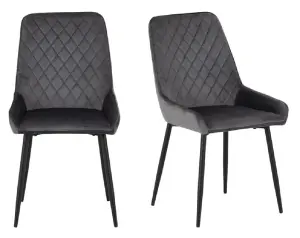 Avery LUXE Grey Velvet Dining Chair x2 Velvet Fabric Priced per Pair