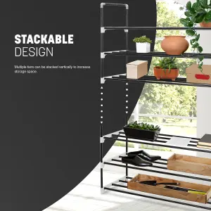 KEPLIN 7 Tier Metal Shoe Rack - Black