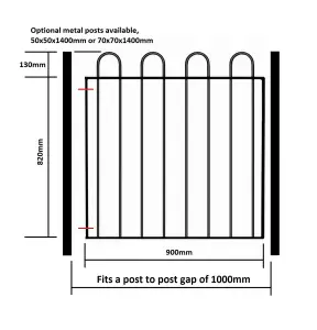 COURA Metal Tall Hoop Top Gate 1000mm GAP x 950mm High CRZP05