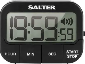 Salter 355 BKXCDU Digital Kitchen Timer - LCD Display, Loud Clock Timer, Magnetic Cooking Stopwatch, Self Standing, Count Up Or Down,19 Hours 59