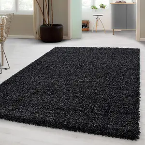 Thick Large 5cm Pile Shaggy Rug Living Room Bedroom Hallway Non-Shed Rug Runner Carpet (Anthracite, 60 x 110cm)