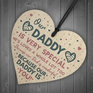 Red Ocean Daddy Gifts From Daughter Wooden Heart Fathers Day Gift From Son Dad Birthday Gift Keepsake