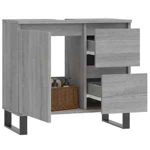 Berkfield Bathroom Cabinet Grey Sonoma 65x33x60 cm Engineered Wood