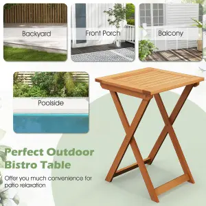 Costway 50cm Backyard Folding Square Dining Table Outdoor Hardwood Bistro Table