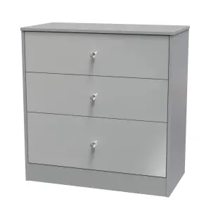 Taunton 3 Drawer Deep Chest in Uniform Grey Gloss & Dusk Grey (Ready Assembled)