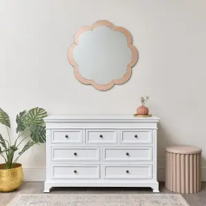 Melody Maison Large Pink Framed Scalloped Wall Mirror 81cm x 81cm