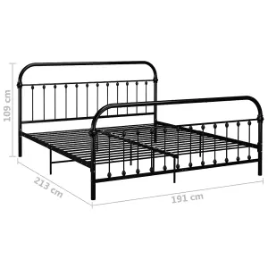 Berkfield Bed Frame Black Metal 180x200 cm 6FT Super King