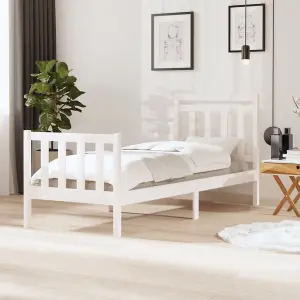 Berkfield Bed Frame White Solid Wood 90x200 cm