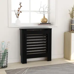 Sturdy and Durable MDF Radiator Cover Black 78 cm