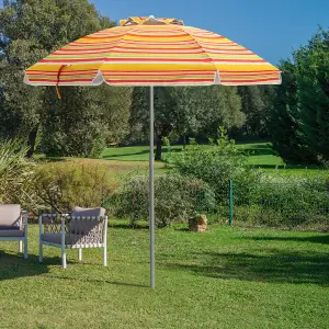 Costway 2M Patio Beach Umbrella Portable Sunshade Umbrella UPF 50+ with Sand Anchor