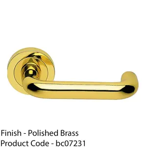 Premium Concealed Door Handle Set - Polished Brass Lever On Round Rose Curve Bar