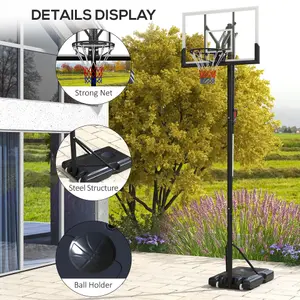 SPORTNOW 2.35-3.05m Basketball Hoop and Stand with Weighted Base and Wheels