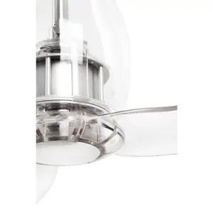 Luminosa Eterfan Medium Ceiling Fan Chrome, Clear - Optional LED Light Sold Separately