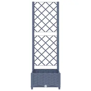 Berkfield Garden Planter with Trellis Dark Grey 40x40x121.5 cm PP