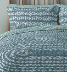 Copenhagen Home Arri Reversible Double Duvet Cover Set with Pillowcases - Ocean Blue