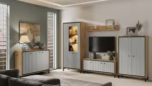 Parii Hinged Door Wardrobe in Grey - W890mm H1960mm D540mm, Sophisticated and Practical