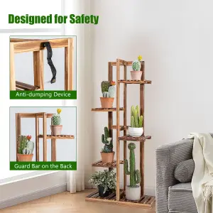 Costway 5 Tier Flower Stand Wooden Vertical Potted Plant Rack Home Garden Freestanding Display Shelf