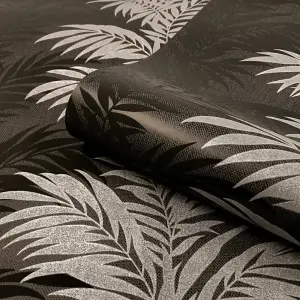 Belgravia Aria Black Fern Leaf Wallpaper 4663