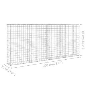 Berkfield Gabion Wall with Covers Galvanised Steel 200x20x85 cm