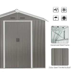 Outsunny 6.5x3.5ft Metal Garden Shed for Garden and Outdoor Storage, Grey