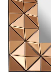 Interiors by Premier Luxurious Geomatric Copper Wall Mirror, Sunburst Design Wall Mirror For Bedroom, Indoor Accent Mirror