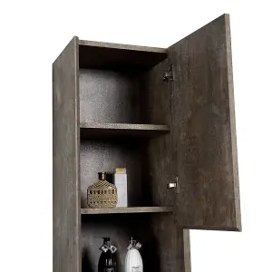 Rigel Wall Hung Tall Bathroom Storage Unit Metallic (H)170cm (W)40cm