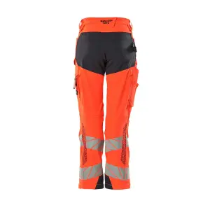 Mascot Accelerate Safe Ladies Diamond Fit Trousers with Kneepad Pockets - Hi-Vis Red/Dark Navy  (35.5) (Leg Length - Short)