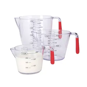 Colourworks 3 Piece Red Acrylic Measuring Jug Set