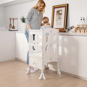 Costway Kids Kitchen Step Stool Height Adjustable Folding Toddler Kitchen Wooden Helper