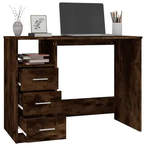 Berkfield Desk with Drawers Smoked Oak 102x50x76 cm Engineered Wood