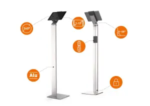 Durable Aluminium Tablet Holder iPad Floor Exhibition Stand - Rotates & Locks