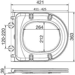 Euroshowers Short D SLIM Toilet Seat 420mm