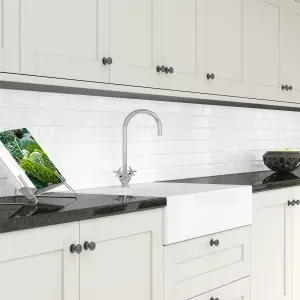 Splashwall White Melamine top surface of HPL Splashback, (H)600mm (W)2440mm (T)3mm