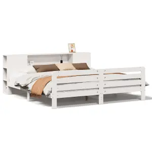 Berkfield Bed Frame without Mattress White 180x200 cm Super King Solid Wood Pine