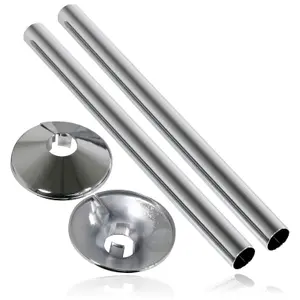 SPARES2GO Radiator Pipe Covers Shroud Collars Sleeve Chrome Silver 15mm x 200mm