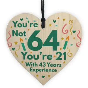 Red Ocean Funny Birthday Gifts Novelty 64th Birthday Gift Wooden Heart Sign Funny Birthday Card