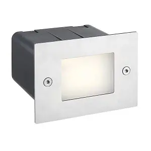 Luminosa Seina Integrated LED Outdoor Recessed Light Marine Grade Brushed Stainless Steel, Frosted IP44